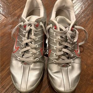 Nike Silver and Red Athletic Shoes